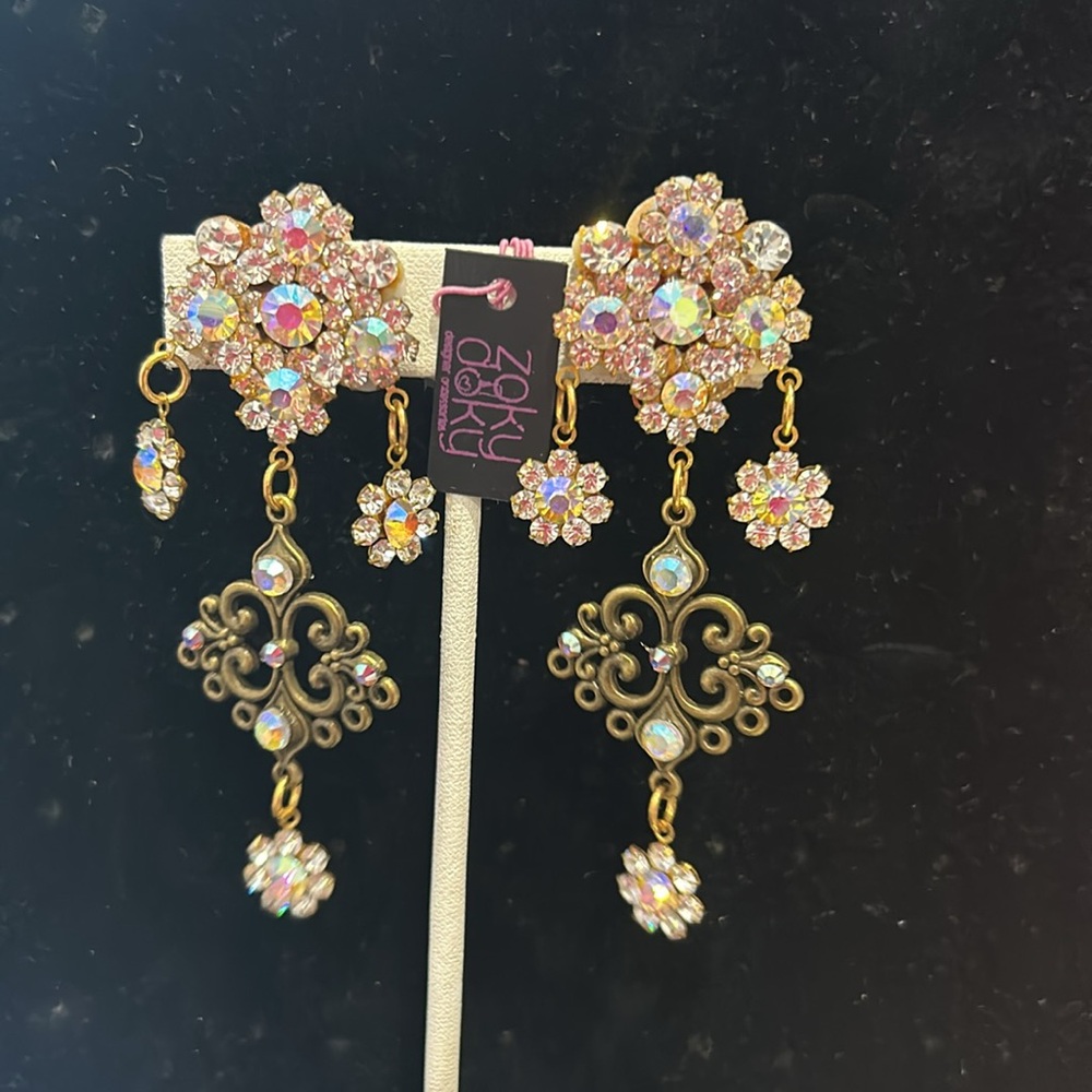 Vintage Aurora Borealis Chandelier Earrings-Boutique